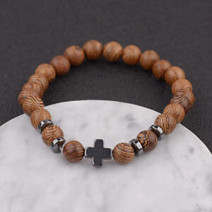 popular bracelet wooden cross beaded bracelet men