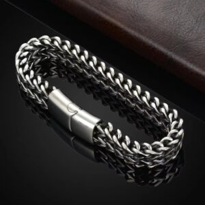 Urban Hip Hop Stainless Steel Tarnish Free Silver Cuban Link Chain Hypoallergenic Double Woven Heavy Metal Men's New Bracelet urban hip hop stainless steel tarnish free silver cuban link chain hypoallergenic double woven heavy metal men