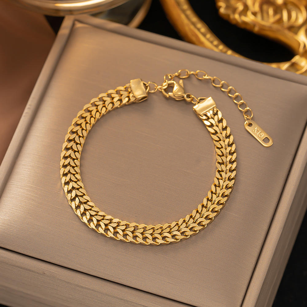 wen jian kevlar cuban chain natural stone bracelet ins style niche design european american simple personality hand wen jian kevlar cuban chain natural stone bracelet ins style niche design european american simple personality hand