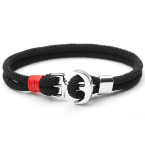 chinese style trendy lucky year red charm braided paracord outdoor unisex gift nautical boat navy alloy anchor bracelet