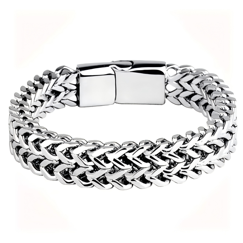 urban hip hop stainless steel tarnish free silver cuban link chain hypoallergenic double woven heavy metal men's new bracelet urban hip hop stainless steel tarnish free silver cuban link chain hypoallergenic double woven heavy metal men's new bracelet